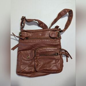 Brown Pleather Crossbody Bag